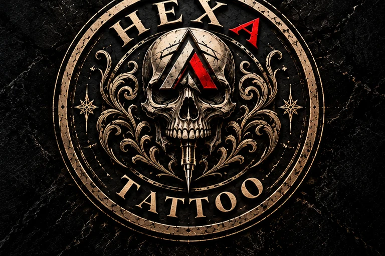 Ornamentalny medalion HEXA TATTOO z czaszką i maszynką